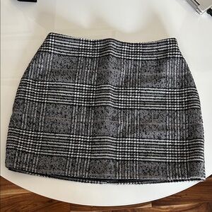 H&M Black and White Checkered Mini Skirt